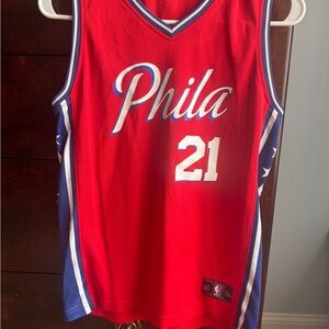 Fanatics Red and Blue Youth Jersey: Philadelphia 76ers